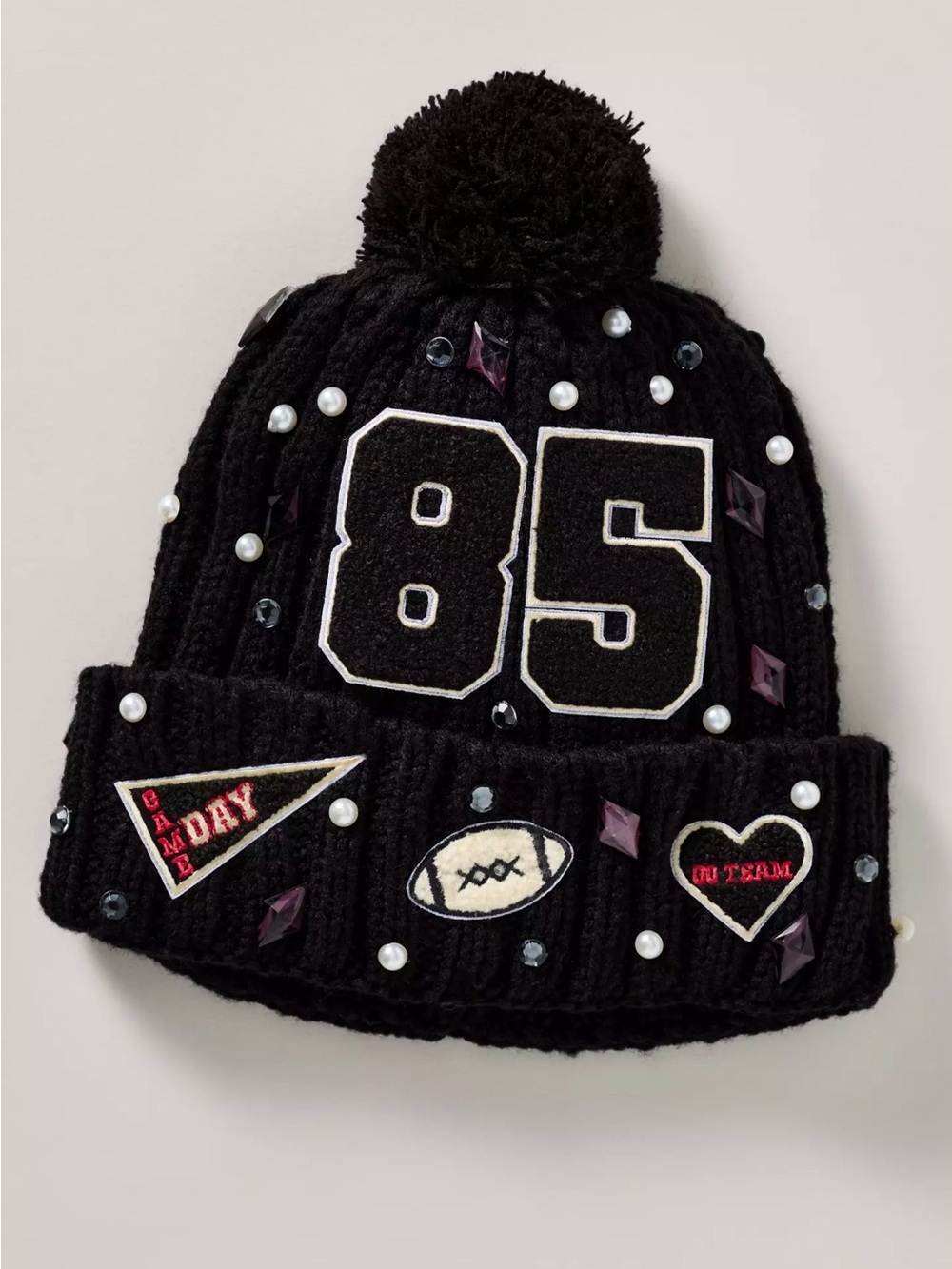 NEW Anthropologie Sporty Patch Embellished Beanie